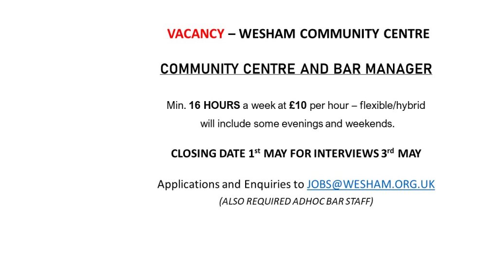 COMMUNITY CENTRE AND BAR MANAGER